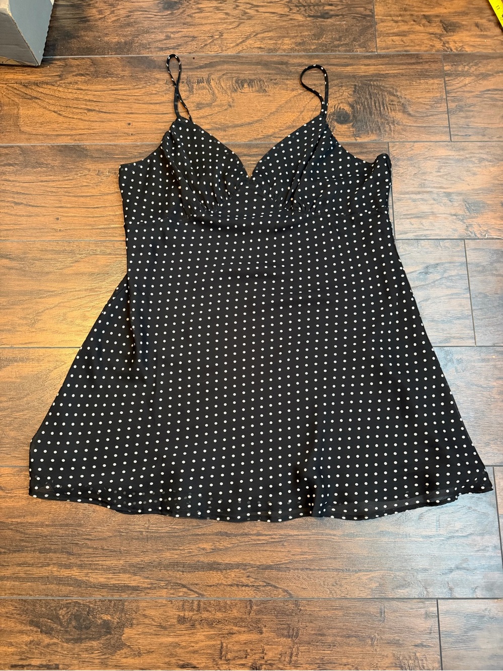 Topshop Black Polka Dot Mini Slip Dress